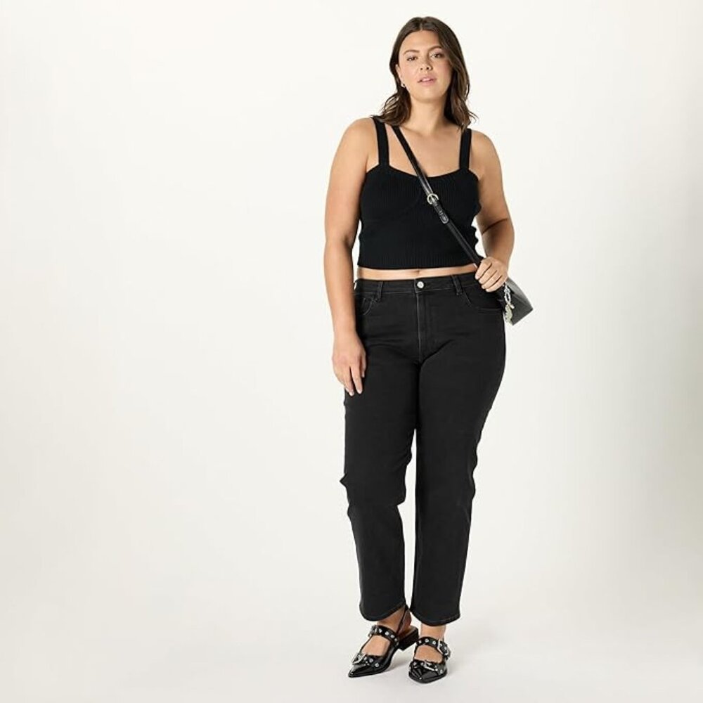 NWT The Drop Women's Janine Slim Straight Leg, Black, 34